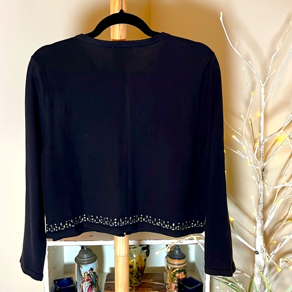 Calvin Klein L Black cardigan, mirrored metal stud decoration,hook/eye closure. - Picture 6 of 6